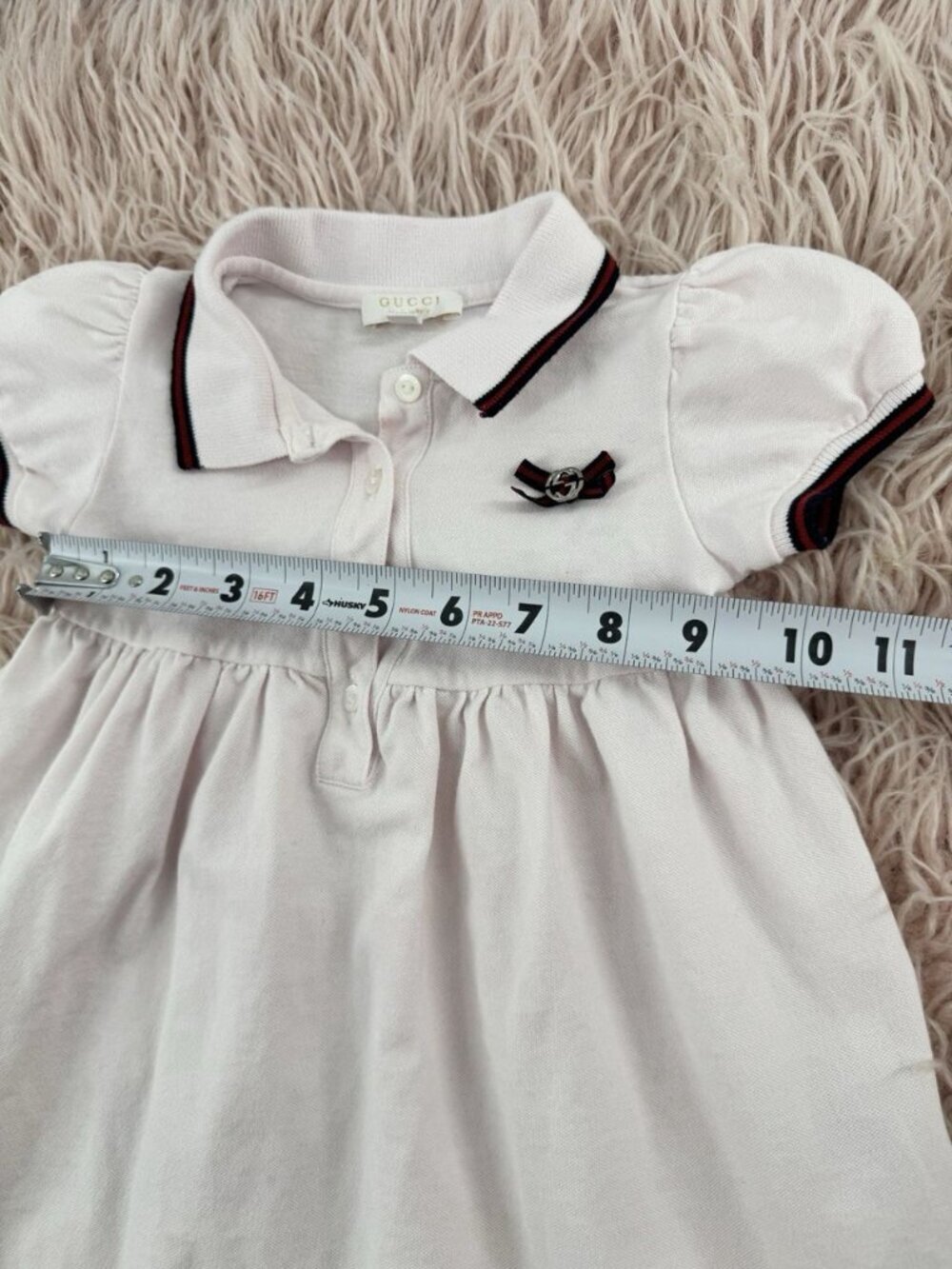 Gucci Baby Girl Light Pink Dress with Navy and Burgundy Trim Size 12M-18M - Picture 13 of 15